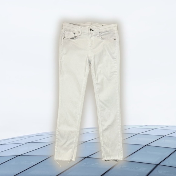 Rag & Bone White ‘Dre Capri’ Skinny Leg Jeans with Raw Hem Size 25 - Picture 2 of 16